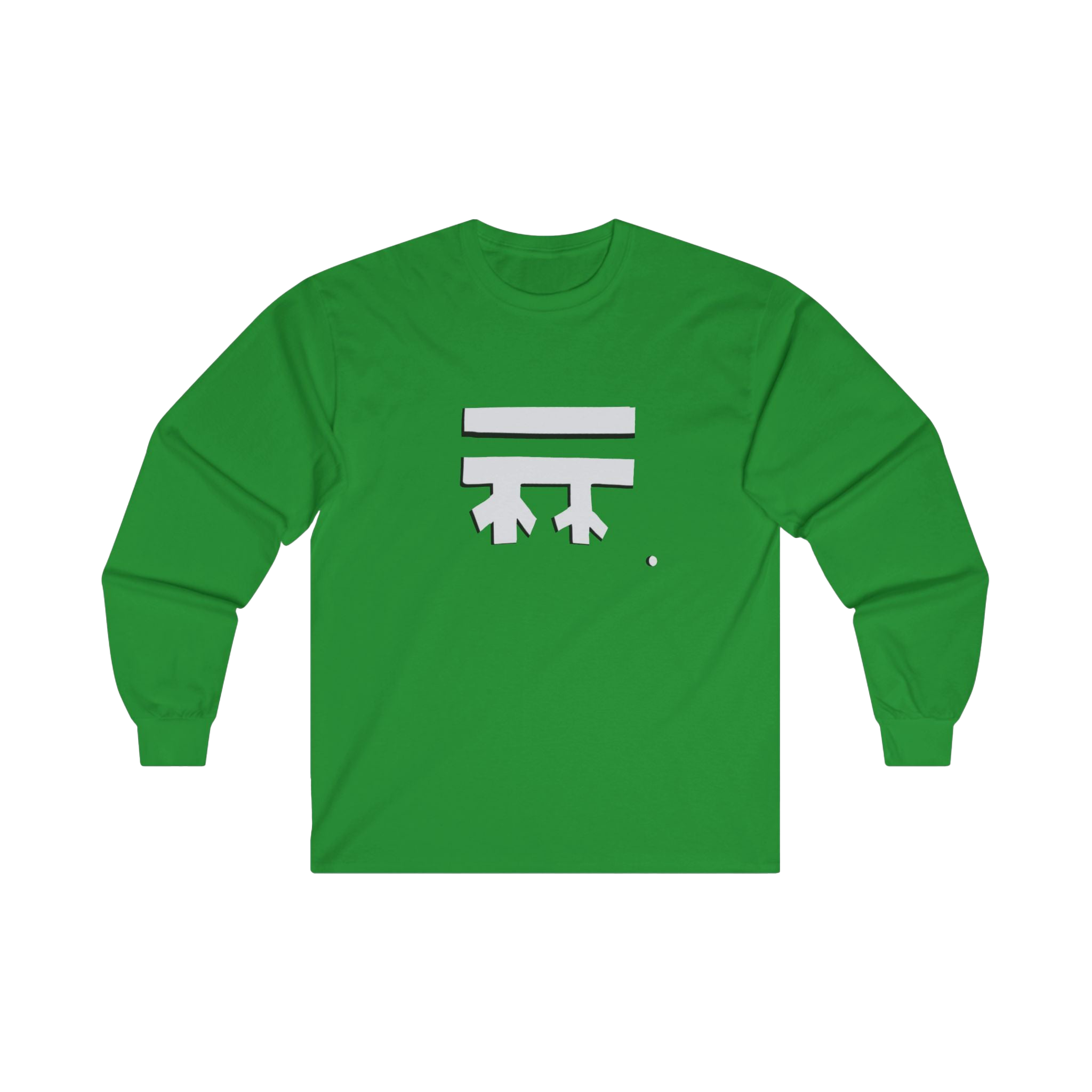 Irish Green long-sleeve shirt with a white Freebrd logo 