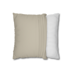 Ivory Grey Faux Suede Square Pillowcase open