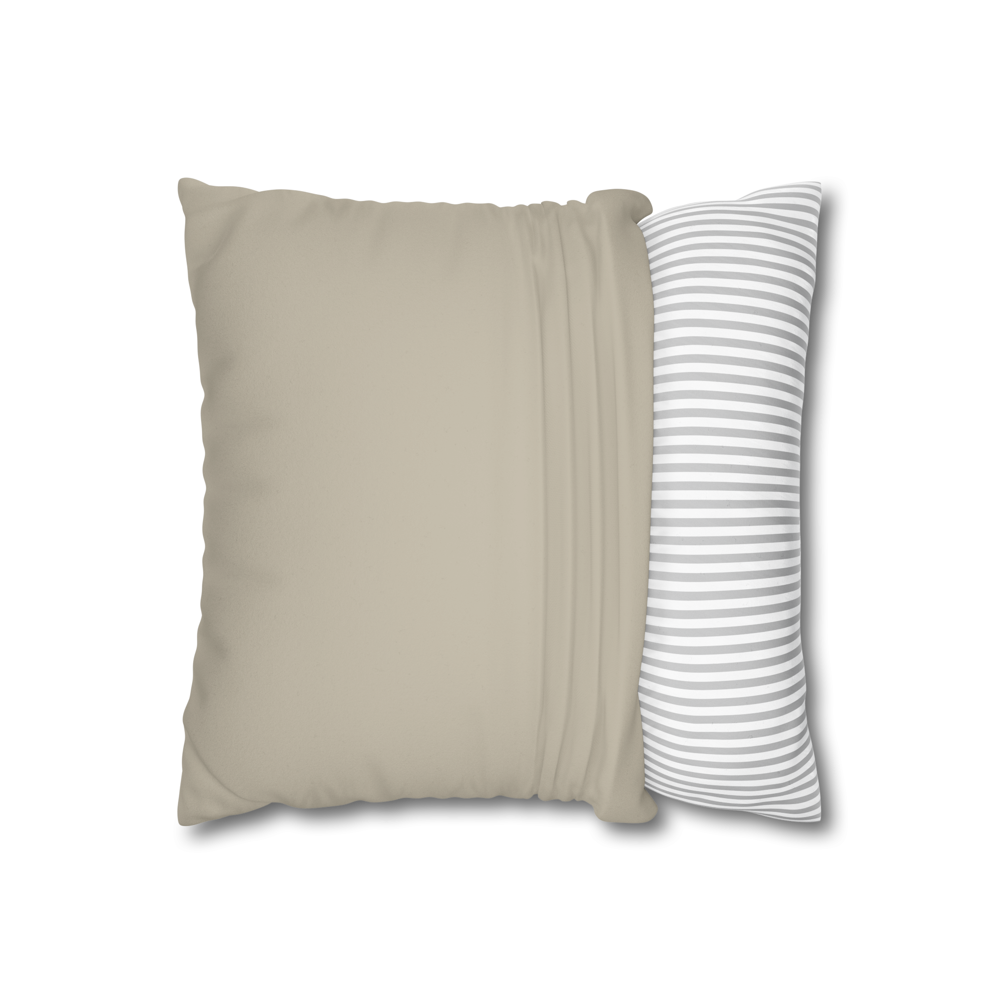 Ivory Grey Faux Suede Square Pillowcase open