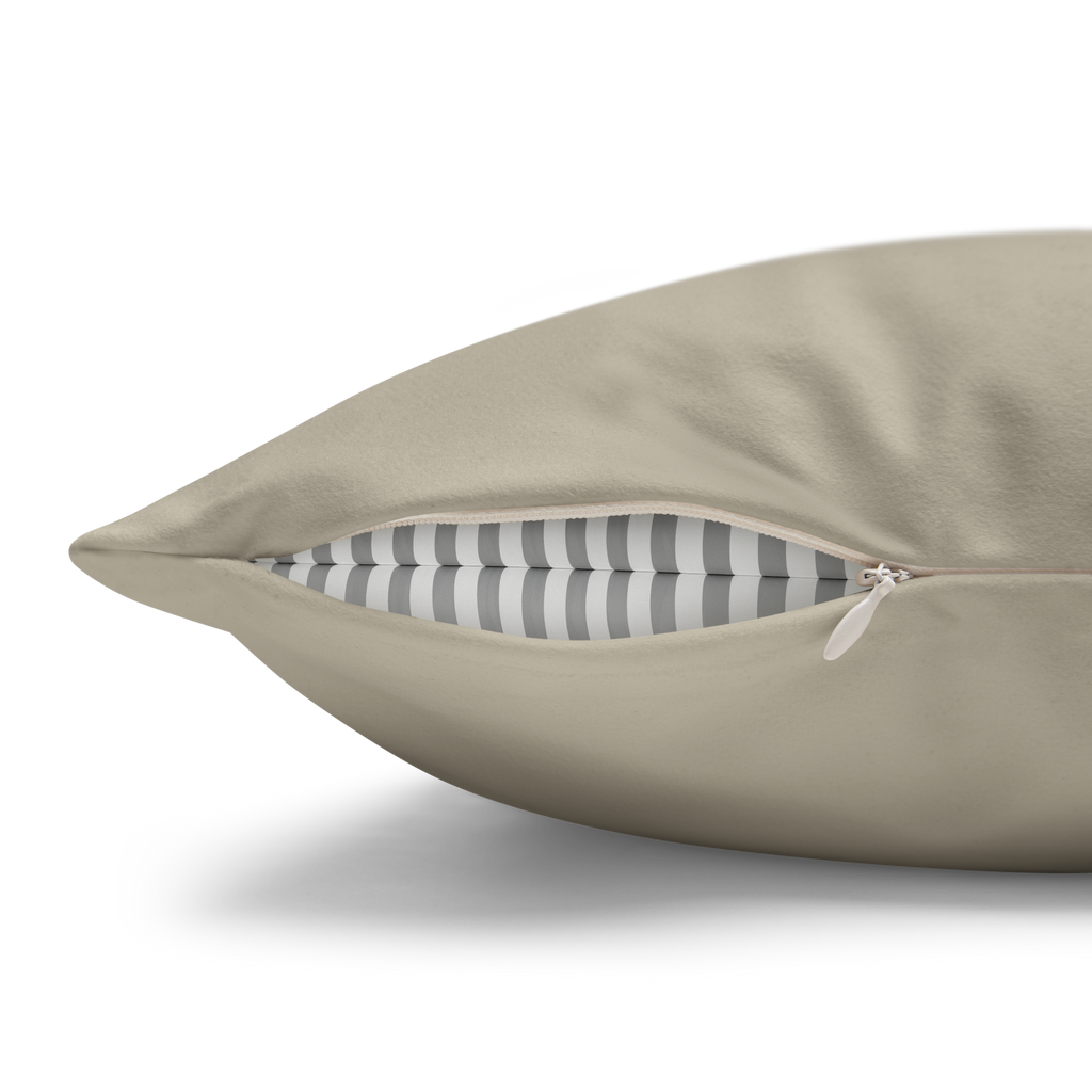 Ivory Grey Faux Suede Square Pillowcase zipper