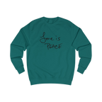Jade sweatshirt with black 'Love is Peace' text
