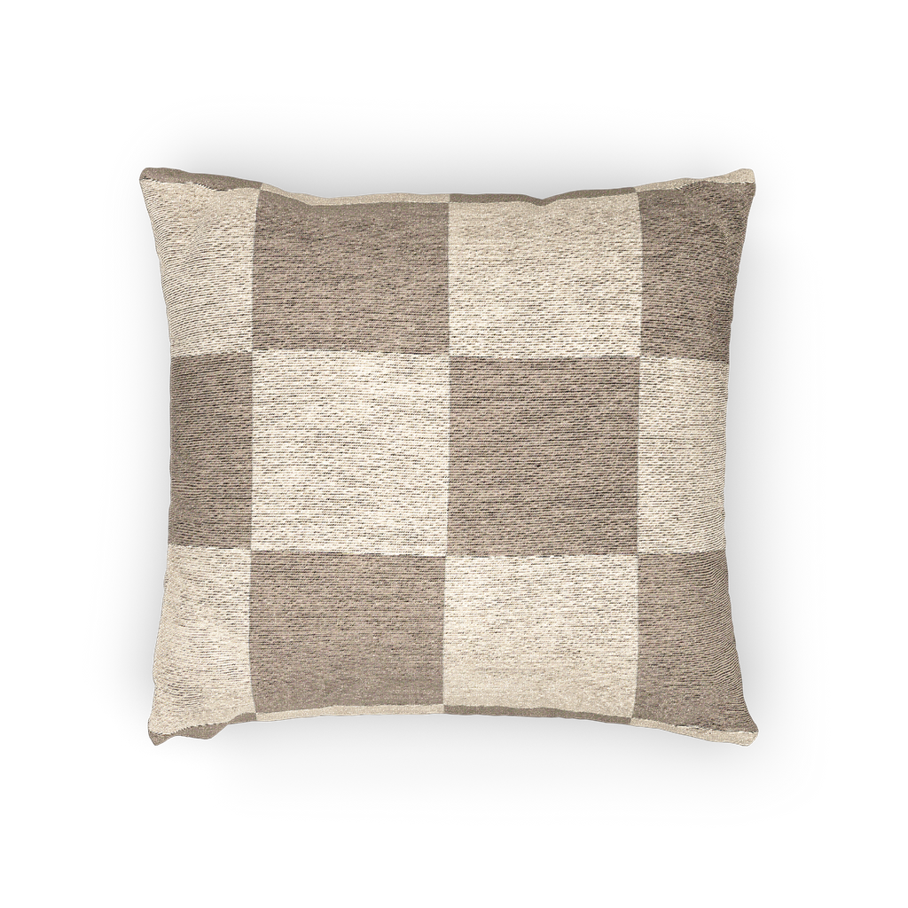 Neutral Beige Woven Checkerboard Pillow Horizontal View 