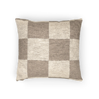Neutral Beige Woven Checkerboard Pillow Horizontal View 