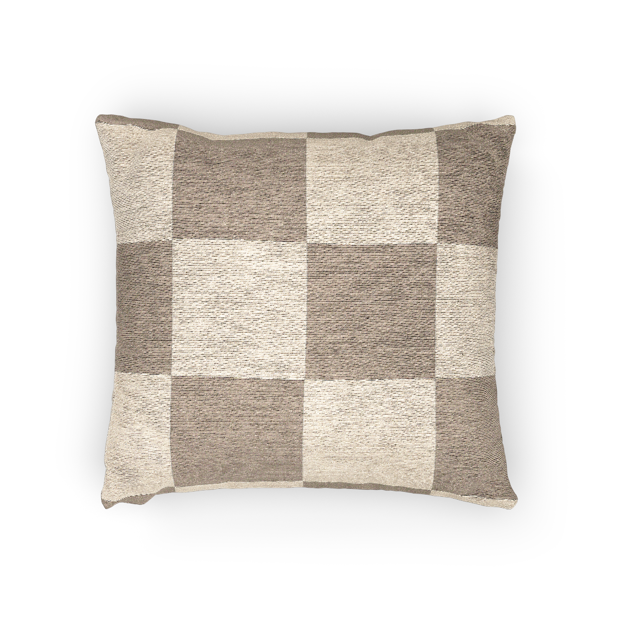 Neutral Beige Woven Checkerboard Pillow Horizontal View 