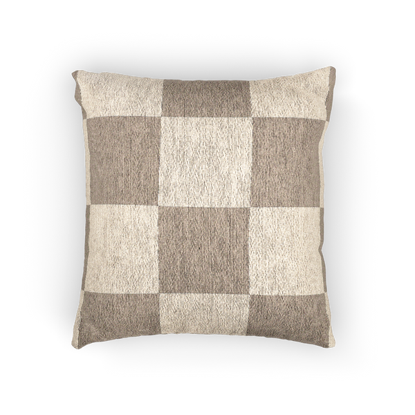 Neutral Beige Woven Checkerboard Pillow Font