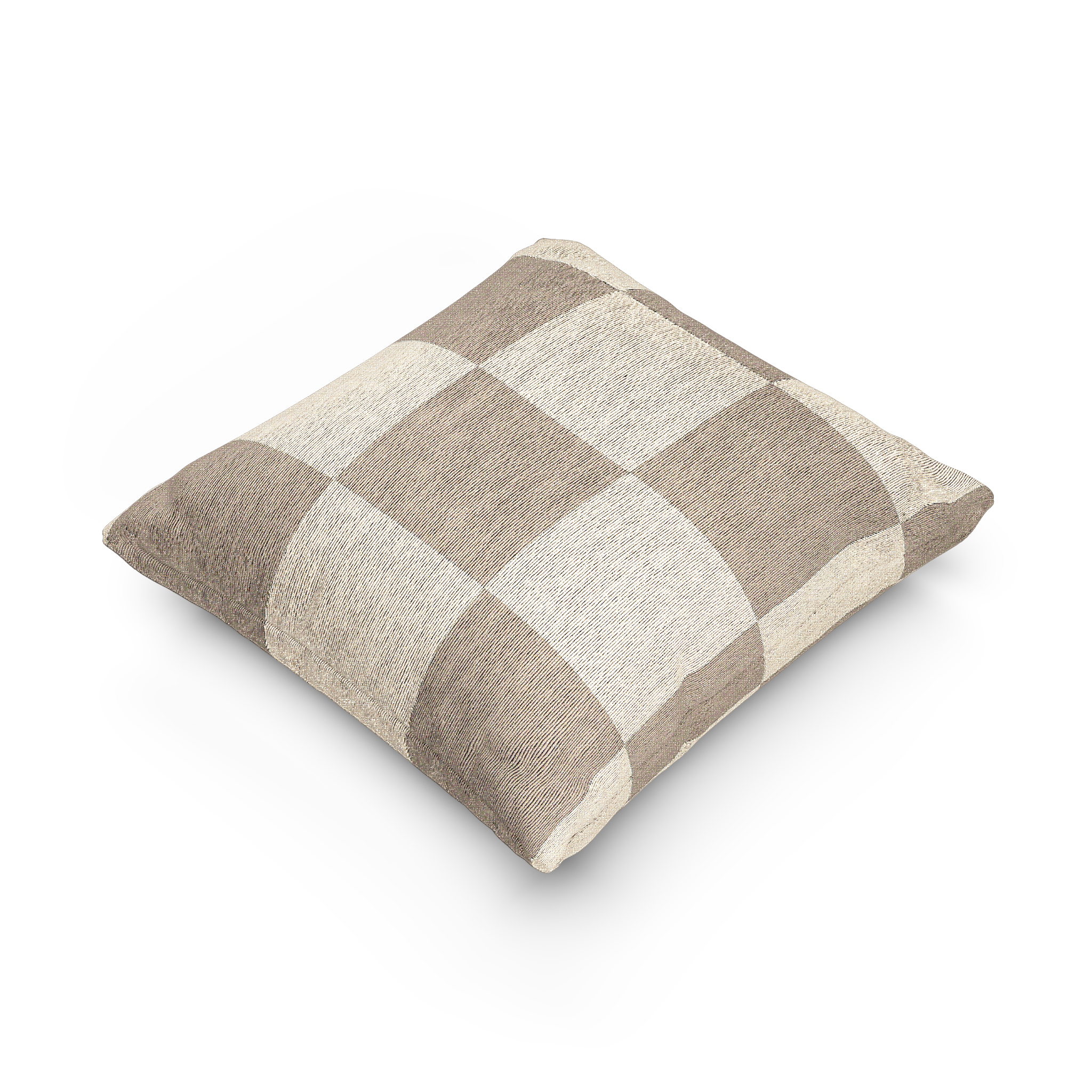 Neutral Beige Woven Checkerboard Pillow side view 