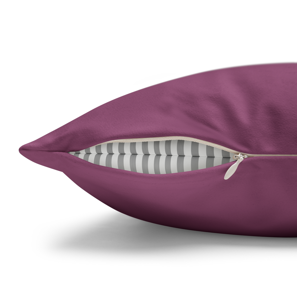 Lavender Red Faux Suede Square Pillowcase zipper