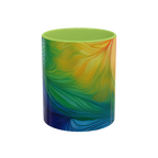 Colorful coffee cup with light ceramic interior


