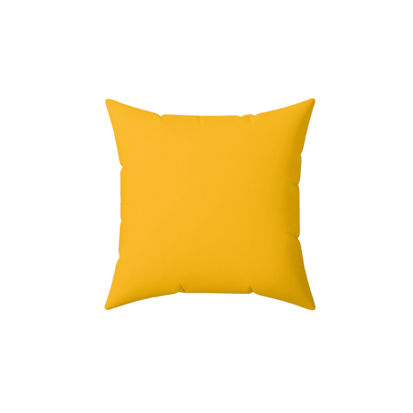 Front of a Lightning Yellow Faux Suede Pillow.