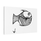 Mermaid Fish Line Art Modern Wall Decor displaying Black and white fish illustration on a white background