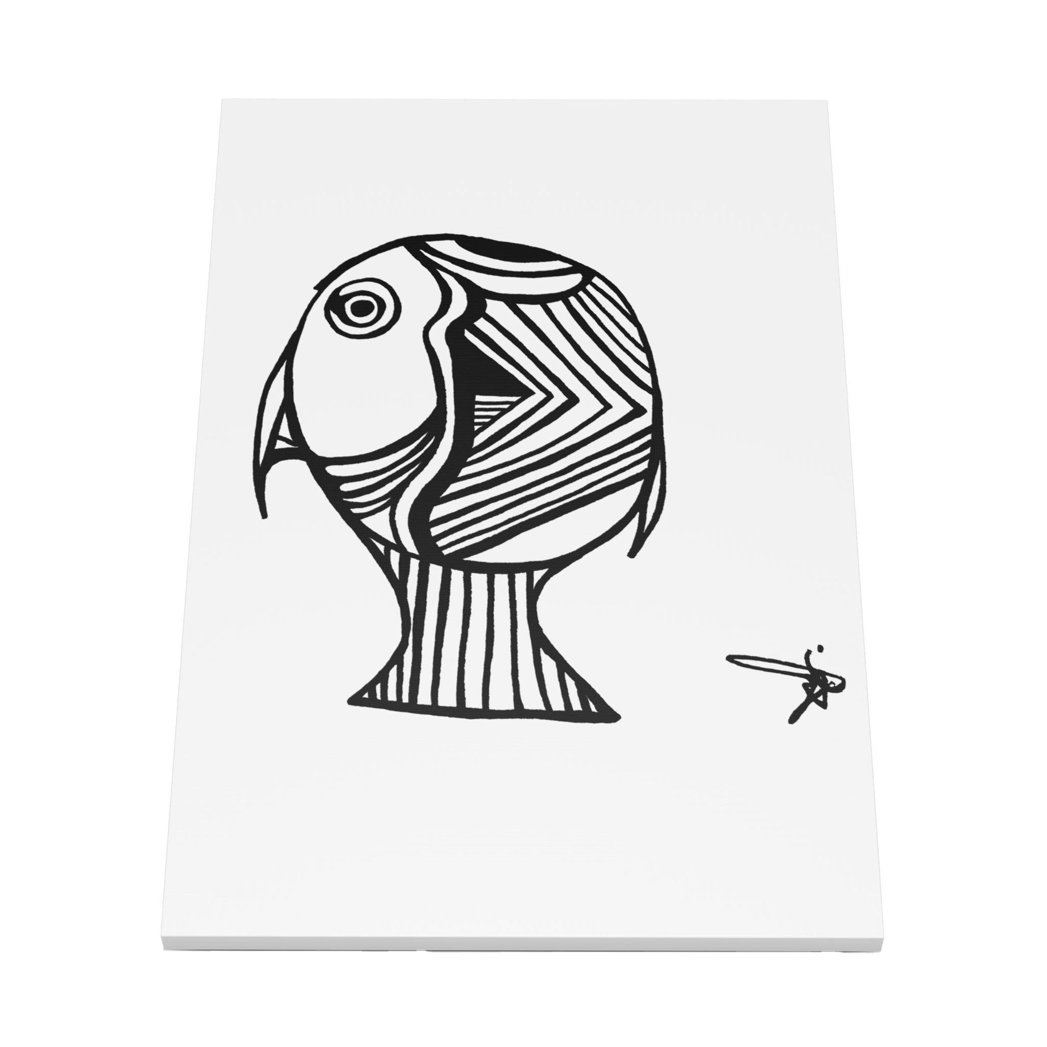 Freebrd Mermaid Fish Line Art Modern Wall Decor displaying black and white design 