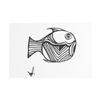 Freebrd Design Black and white line drawing of a fish 