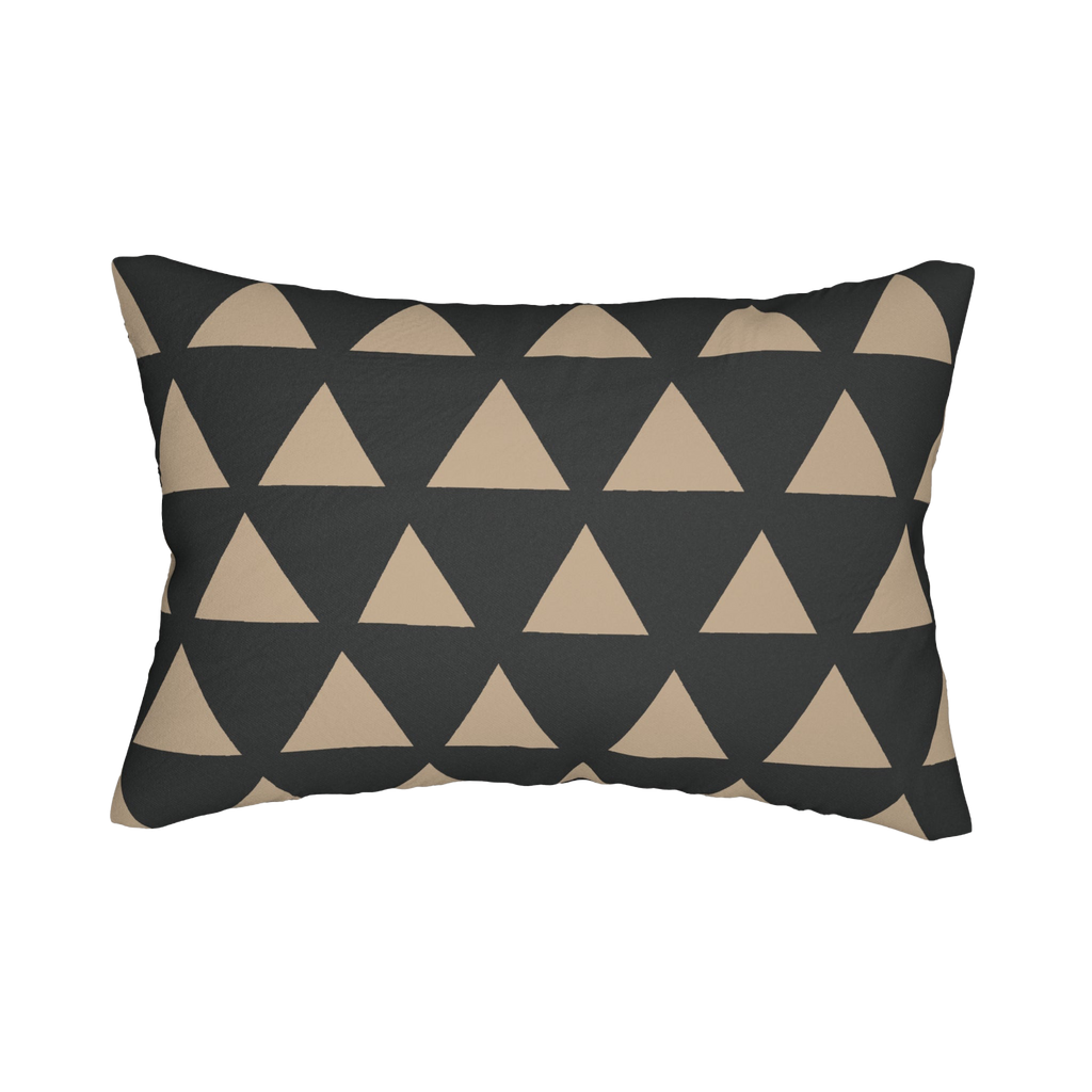 Modern Black & Beige Geometric Triangle Lumbar Pillow Front 