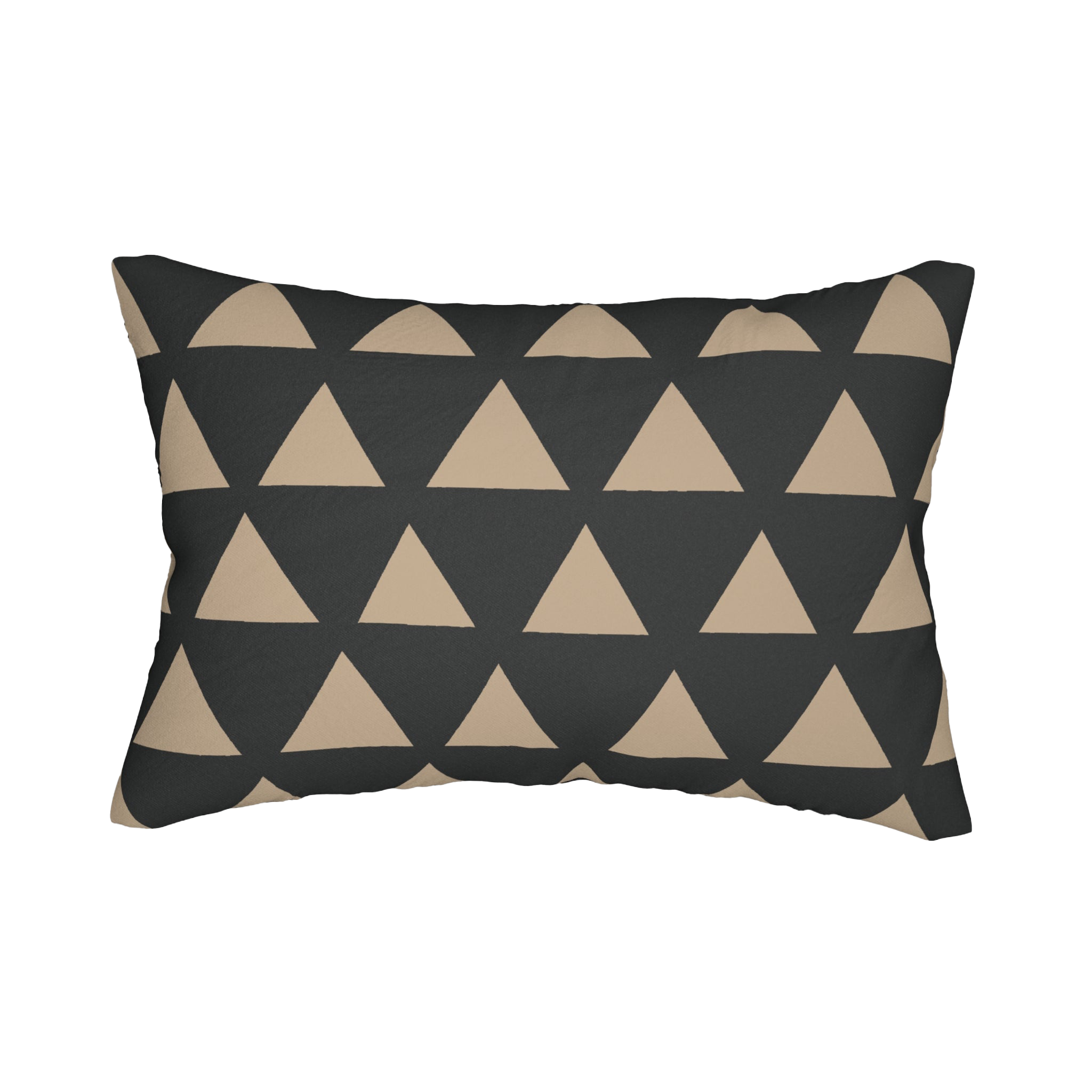 Modern Black & Beige Geometric Triangle Lumbar Pillow Front 