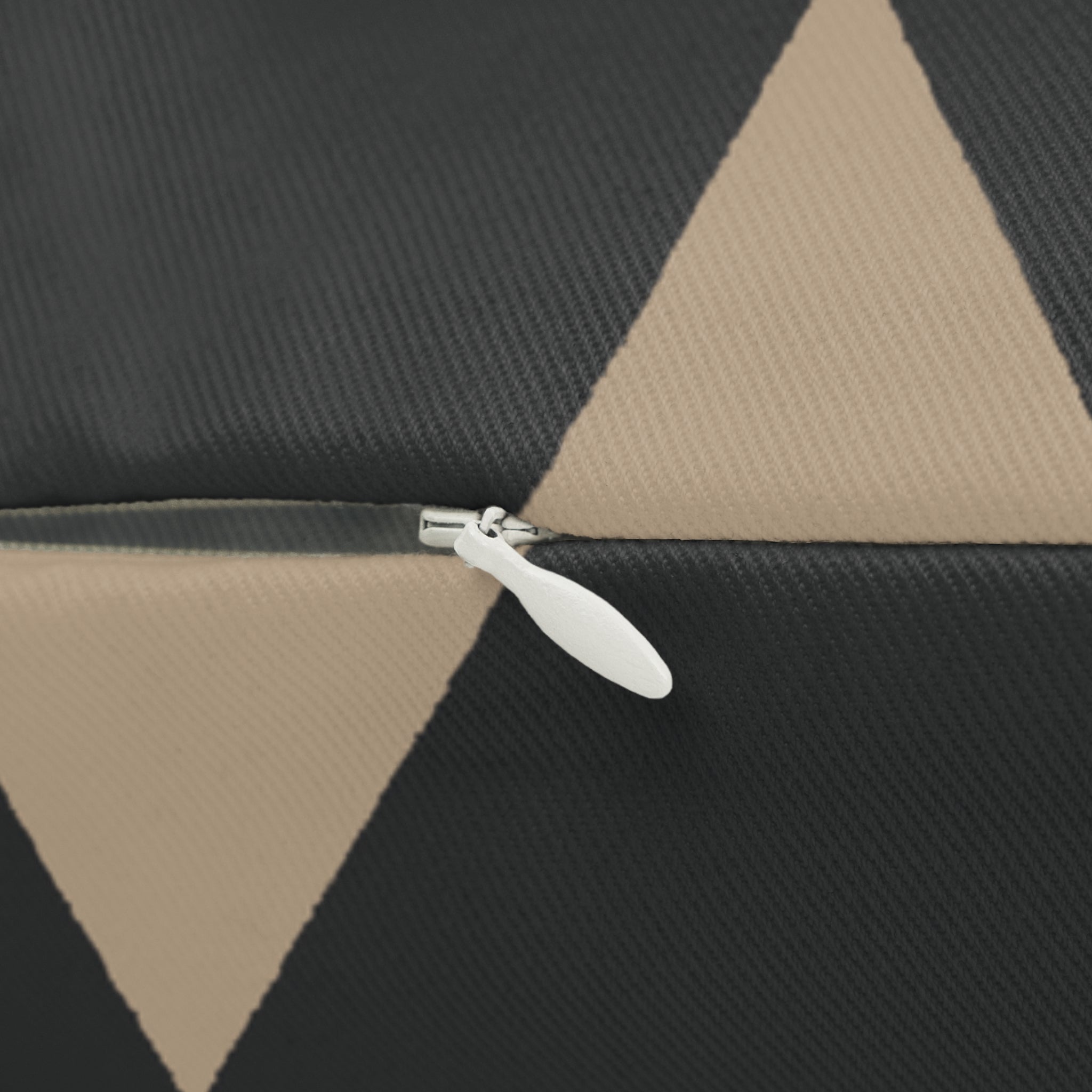Modern Black & Beige Geometric Triangle Lumbar Pillow Zipper 