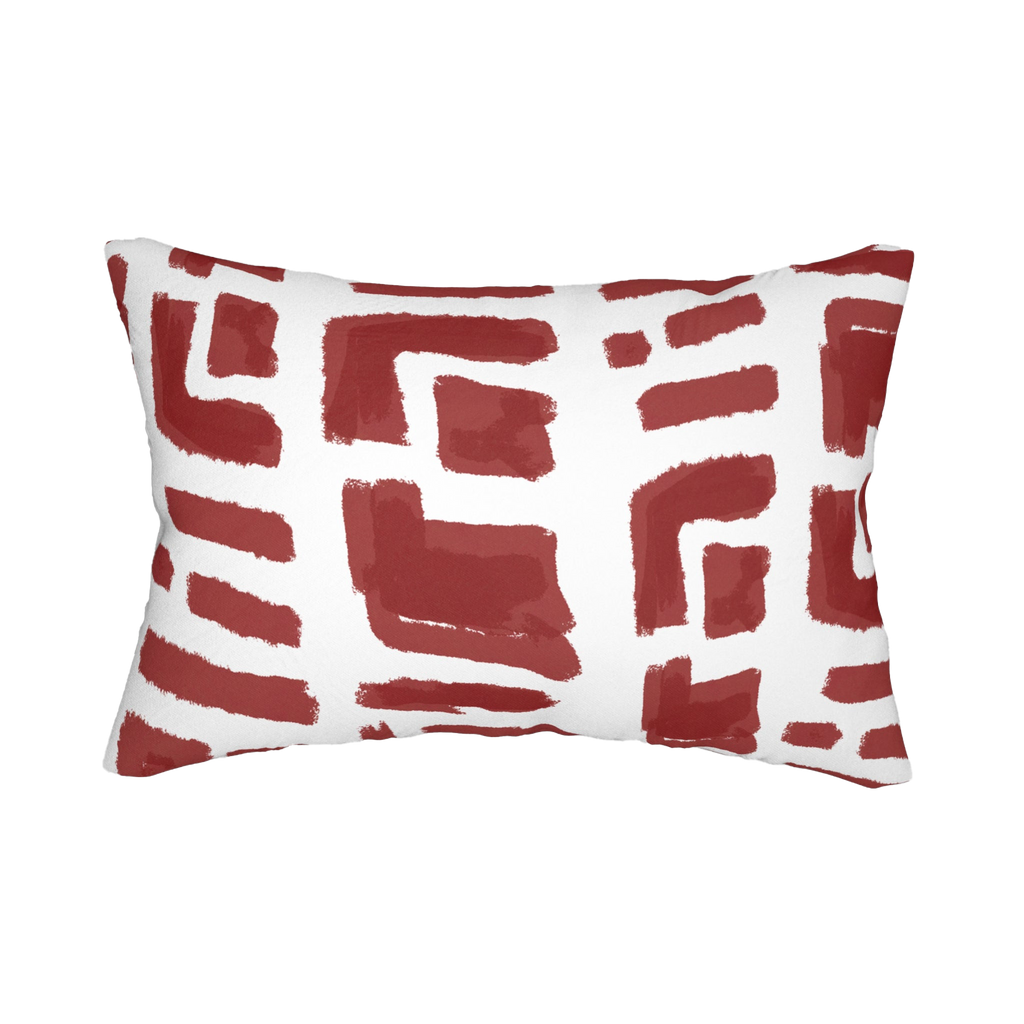 Modern Geometric Abstract Brick Red Lumbar Pillow Back