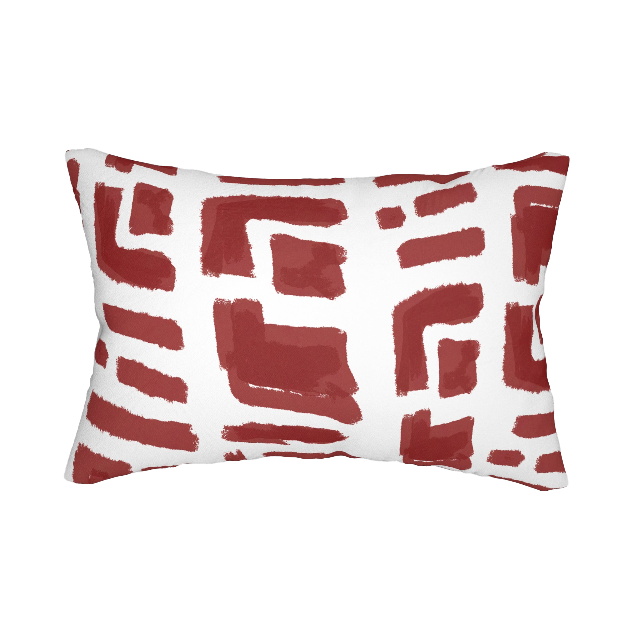 Modern Geometric Abstract Brick Red Lumbar Pillow Back