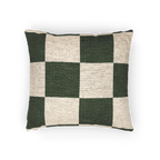 Mughal Green & Cream Checkered Woven Pillow horizontal 