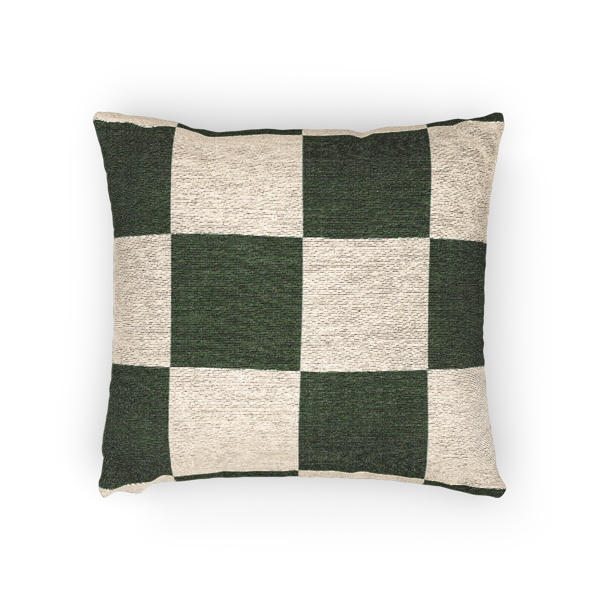 Mughal Green & Cream Checkered Woven Pillow horizontal 