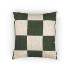 Mughal Green & Cream Checkered Woven Pillow Front 