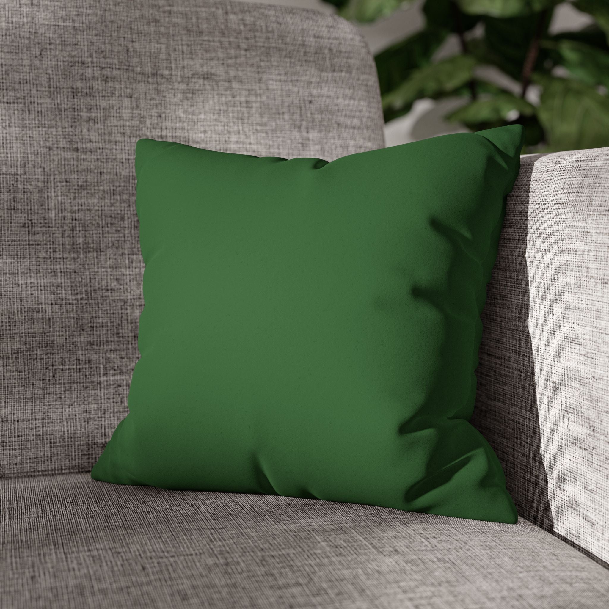 Mughal Green Luxury Faux Suede Pillowcase on grey couch