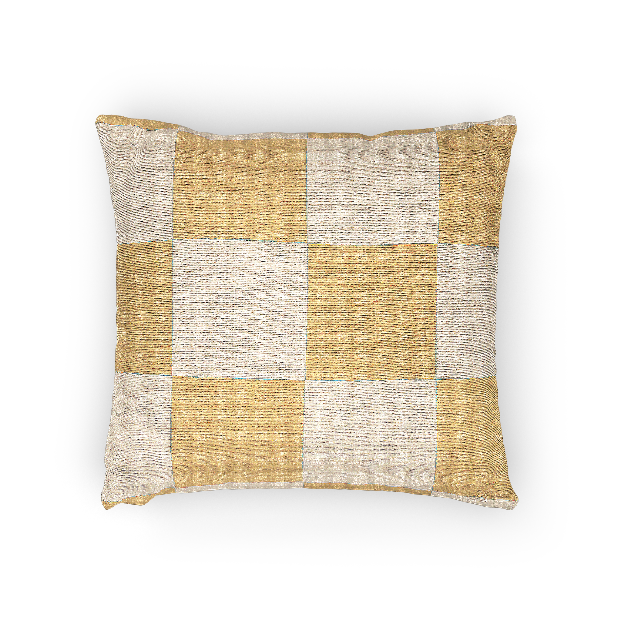 Neutral Yellow Checkerboard Woven Pillow horizontal 
