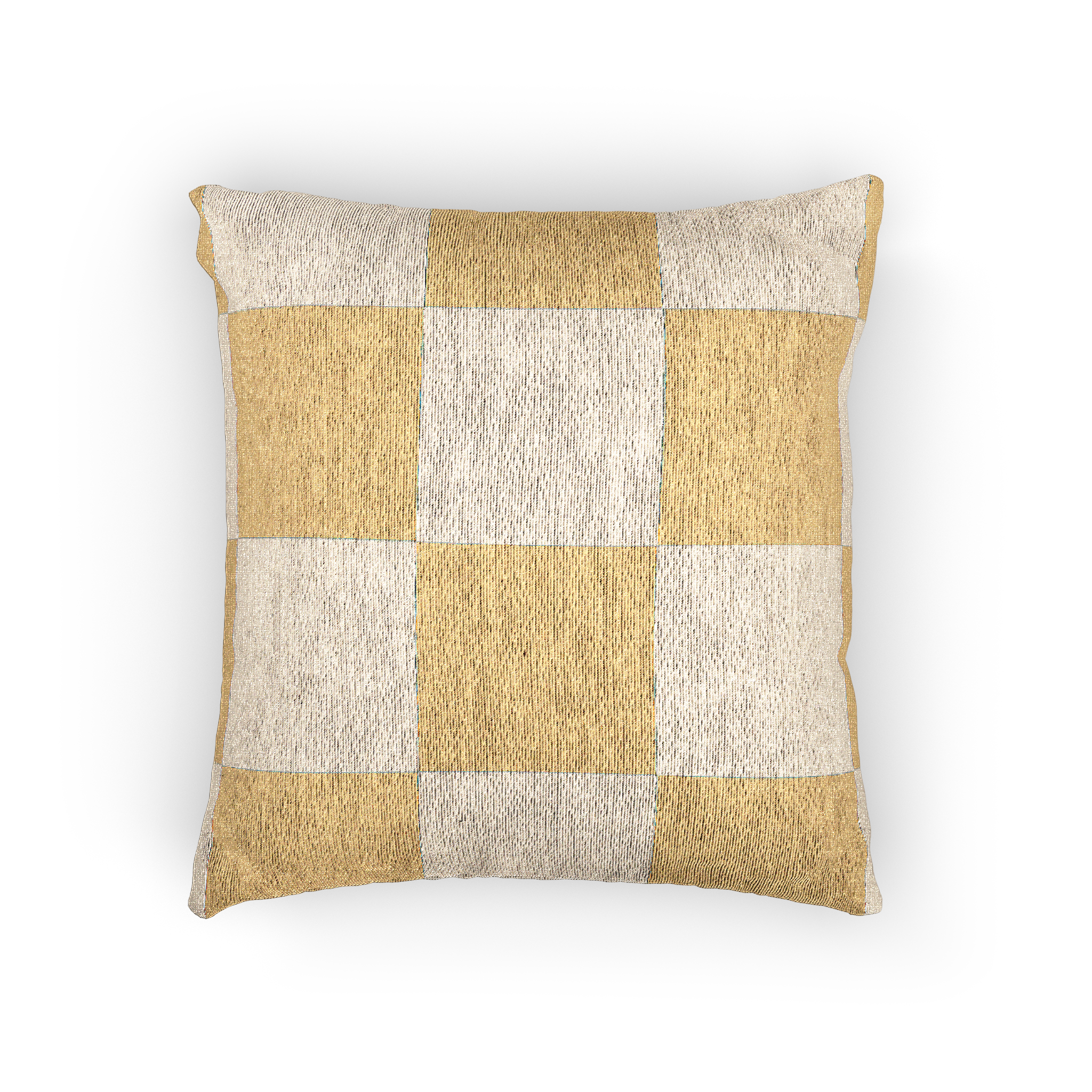 Neutral Yellow Checkerboard Woven Pillow front 