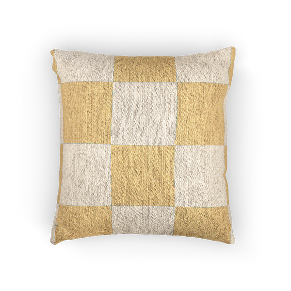 Neutral Yellow Checkerboard Woven Pillow front 