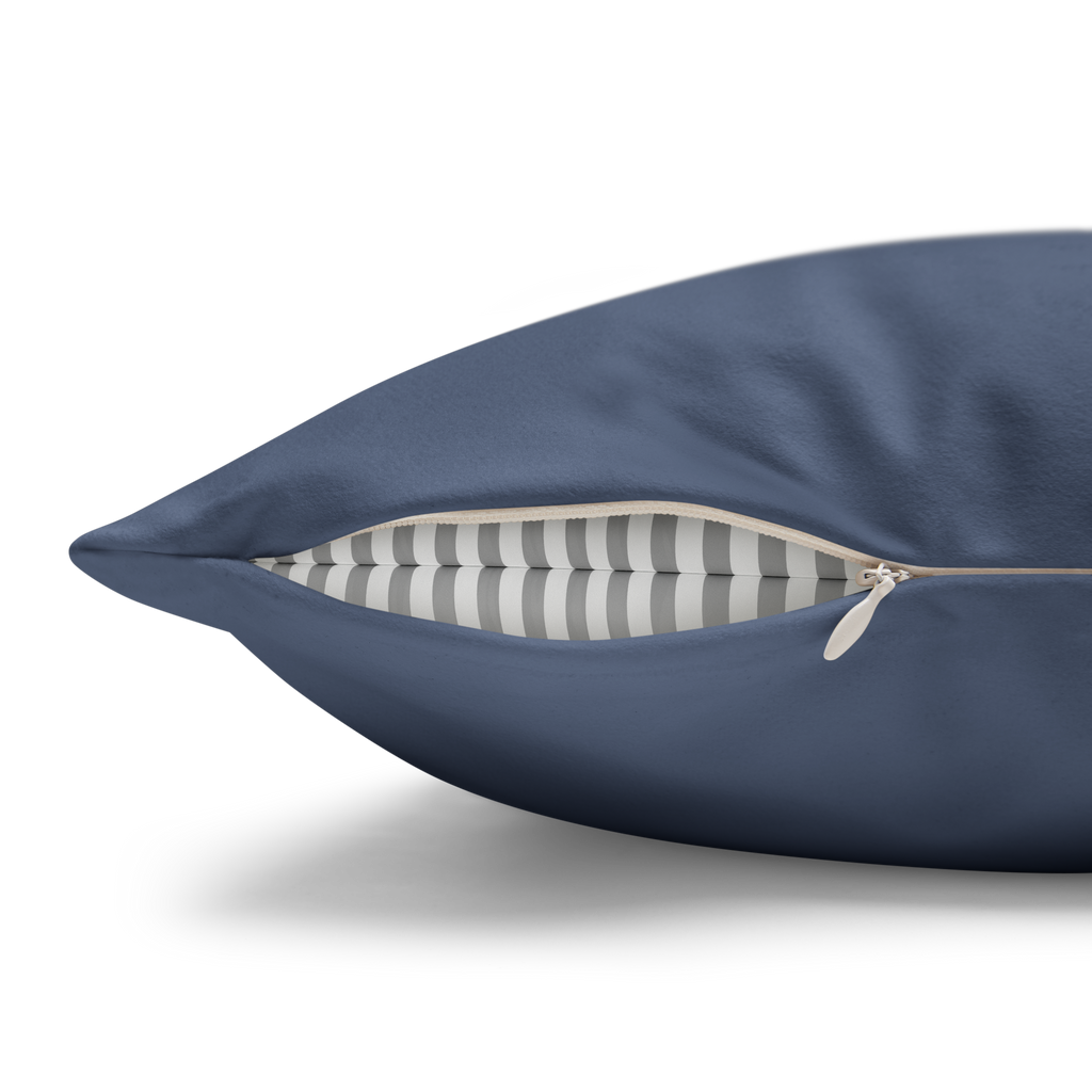  Navy Dust Faux Suede Square Pillowcase zipper