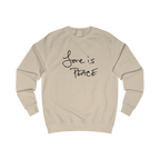 Nude sweatshirt with black 'Love is Peace' text