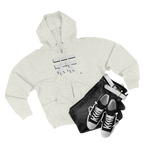 Oatmeal Heather Full-Zip Casual Street wear Hoodie with white, black shadow Freebrd Logo including adjustable drawstring hood and kangaroo pocket. Merch does not include pants and shoes seen in photo