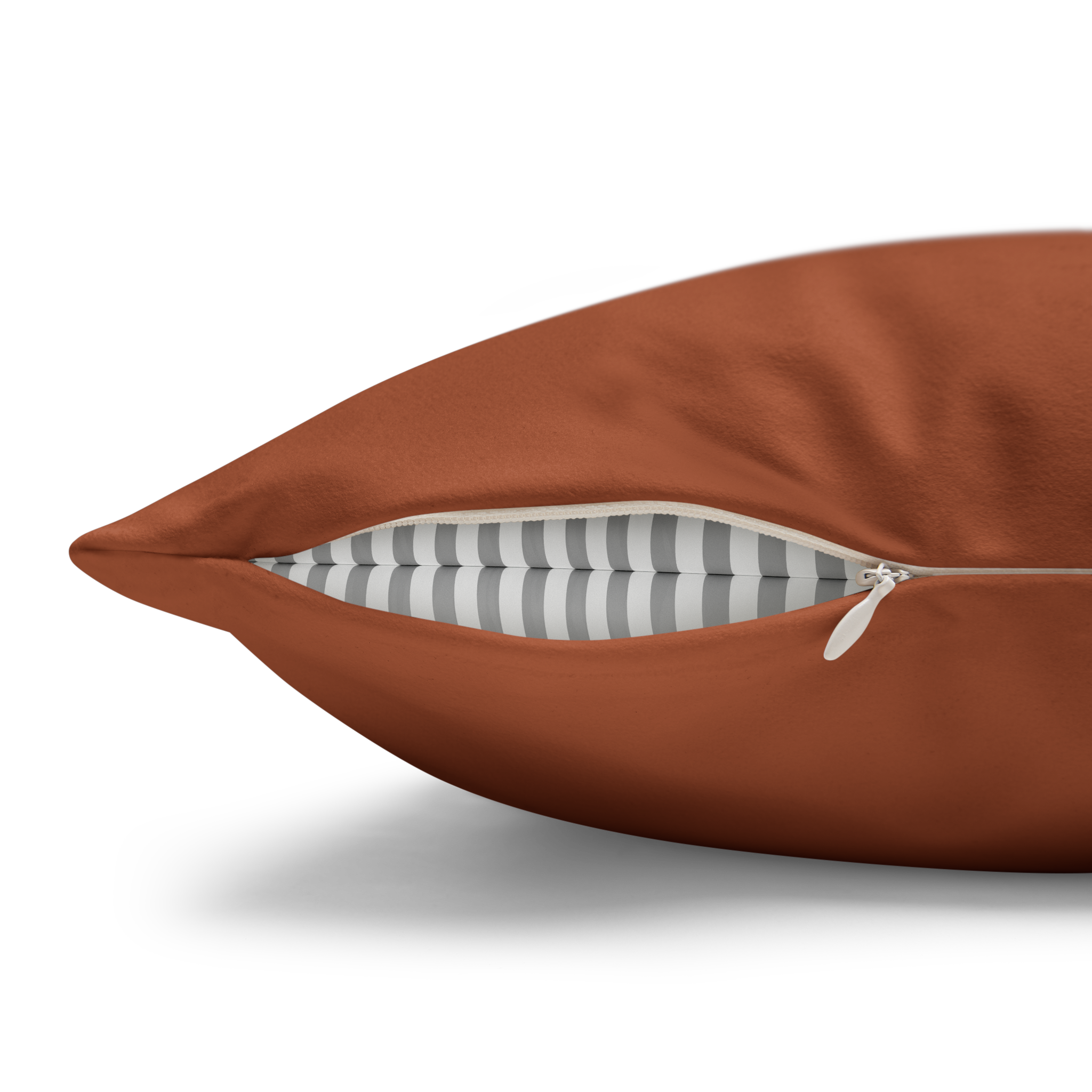 Paarl Rust Faux Suede Luxury Square Pillowcase zipper