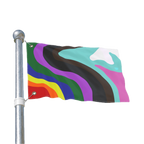 Pride Rainbow Wave Double-Sided Flag on a metal pole  