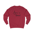 Red Hot Chili sweatshirt with black 'Love is Peace' text

