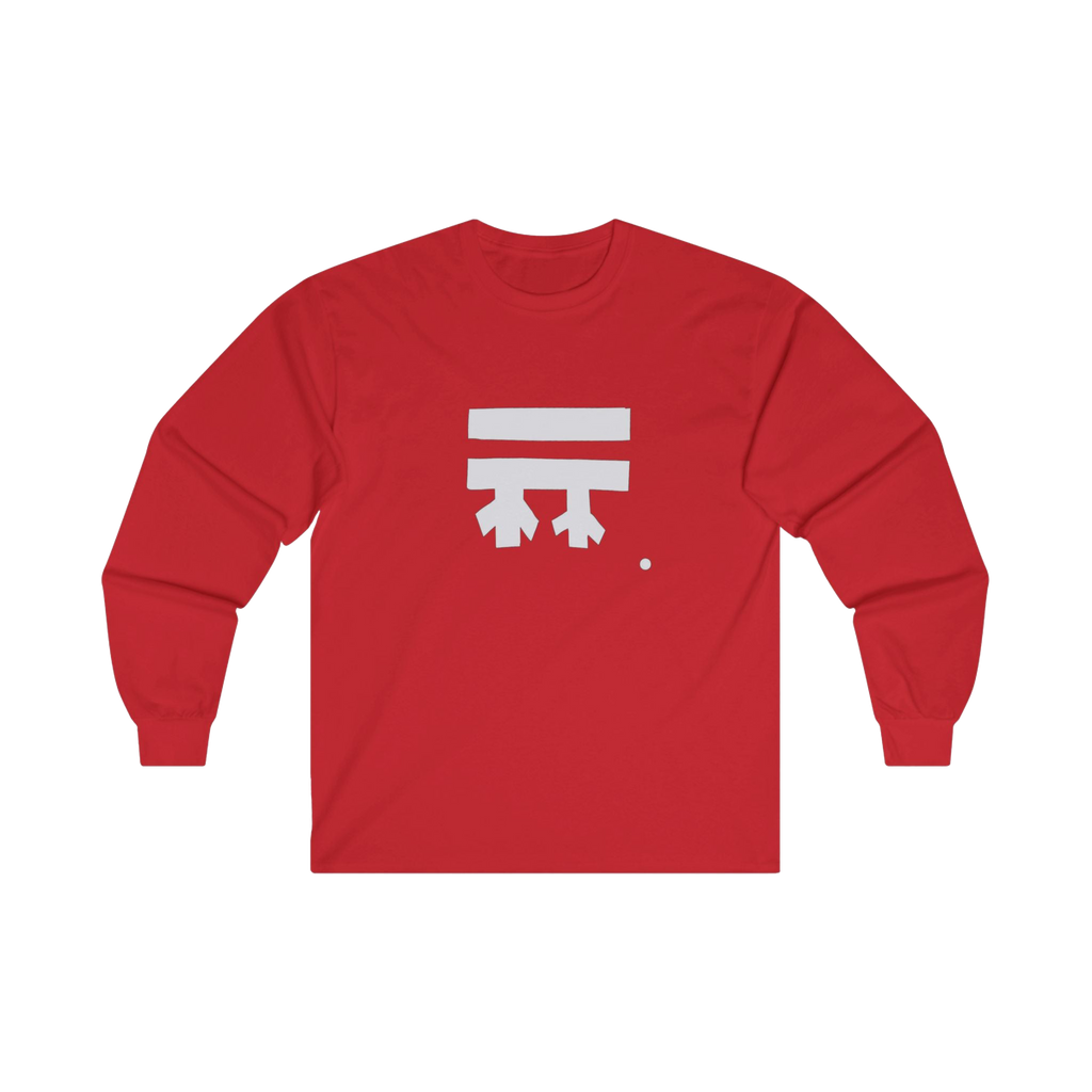 Red long-sleeve shirt with a white Freebrd logo 