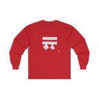 Red long-sleeve shirt with a white Freebrd logo 