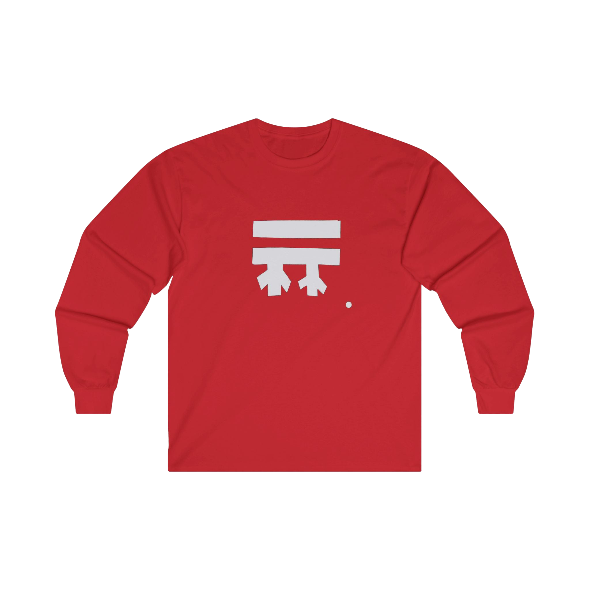 Red long-sleeve shirt with a white Freebrd logo 