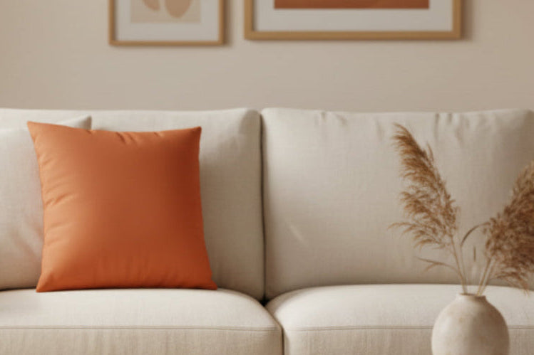 Roman Earth Faux Suede Pillow in a stylish livingroom