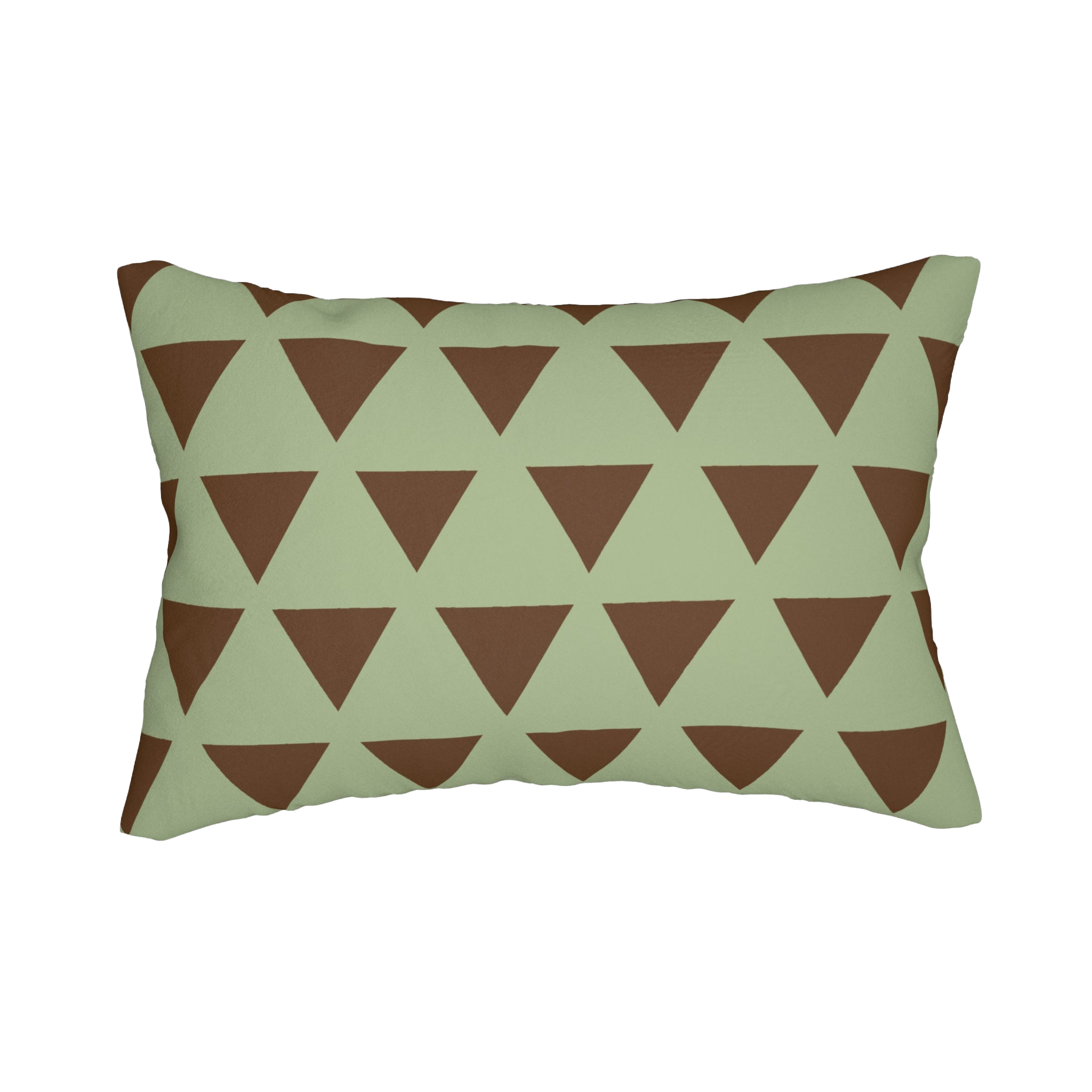 Sage & Chocolate Triangle Pattern Lumbar Pillow Front
