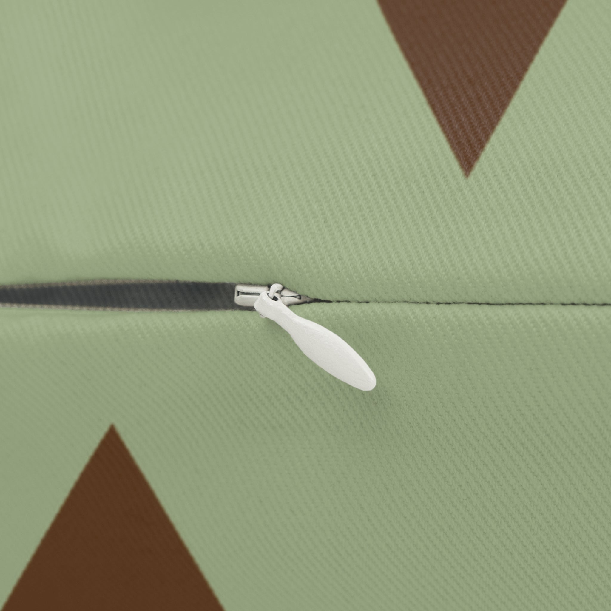 Sage and chocolate triangle lumbar accent pillow zipper 