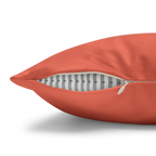 Salmon Red Faux Suede Pillowcase zipper