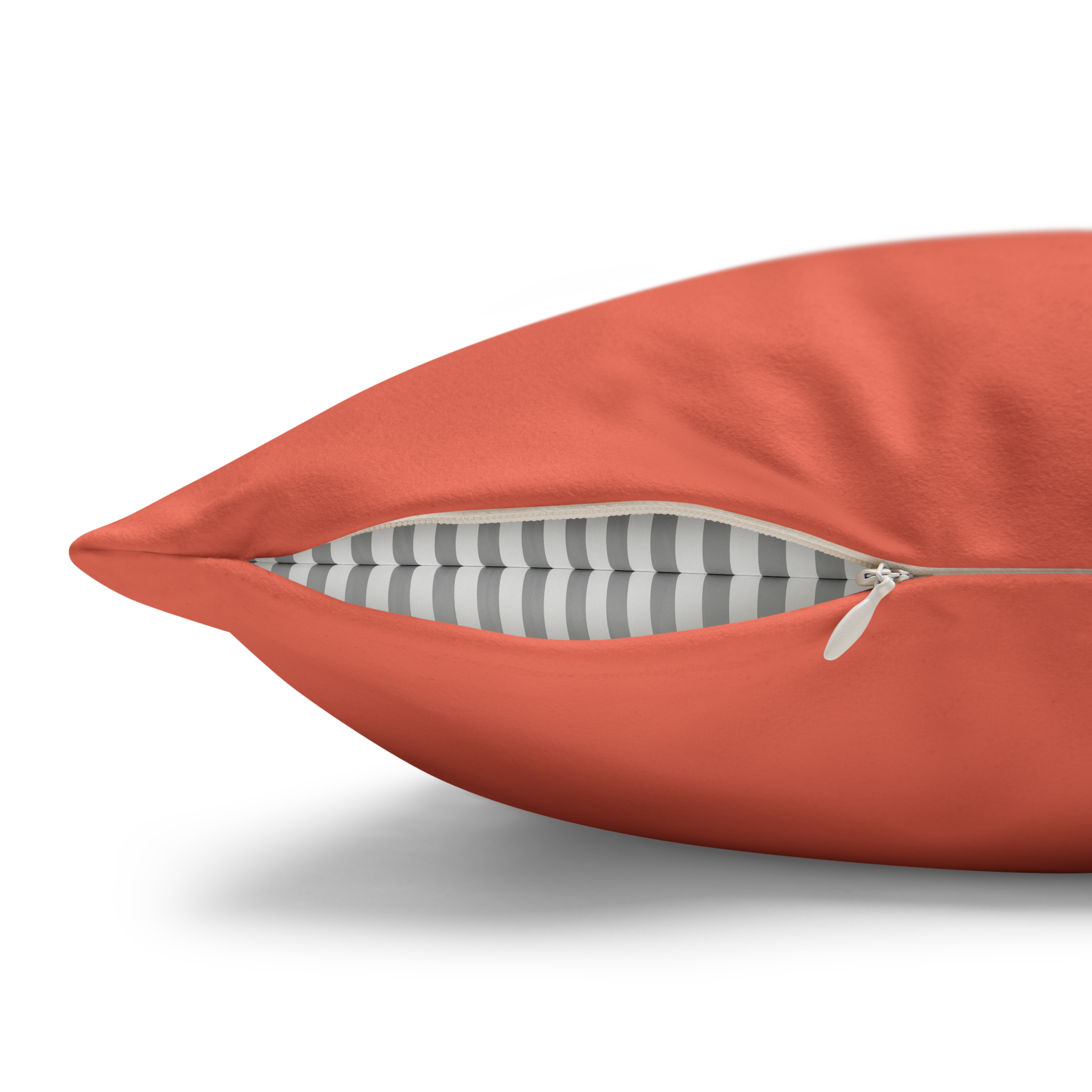 Salmon Red Faux Suede Pillowcase zipper