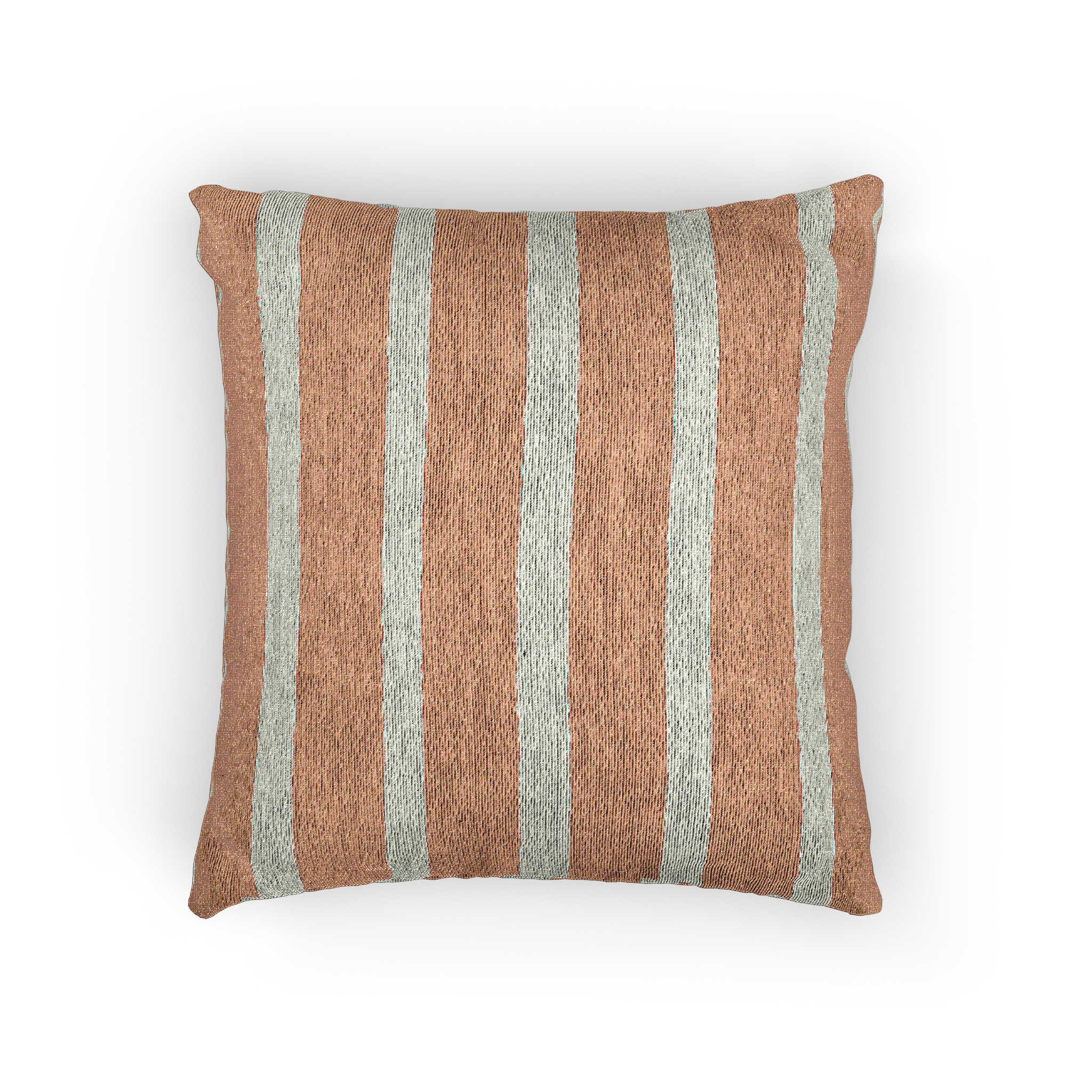 Boho Salmon Red Ivory Pinstripe Woven Pillow Front