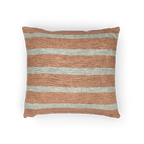Boho Salmon Red Ivory Pinstripe Woven Pillow horizontal