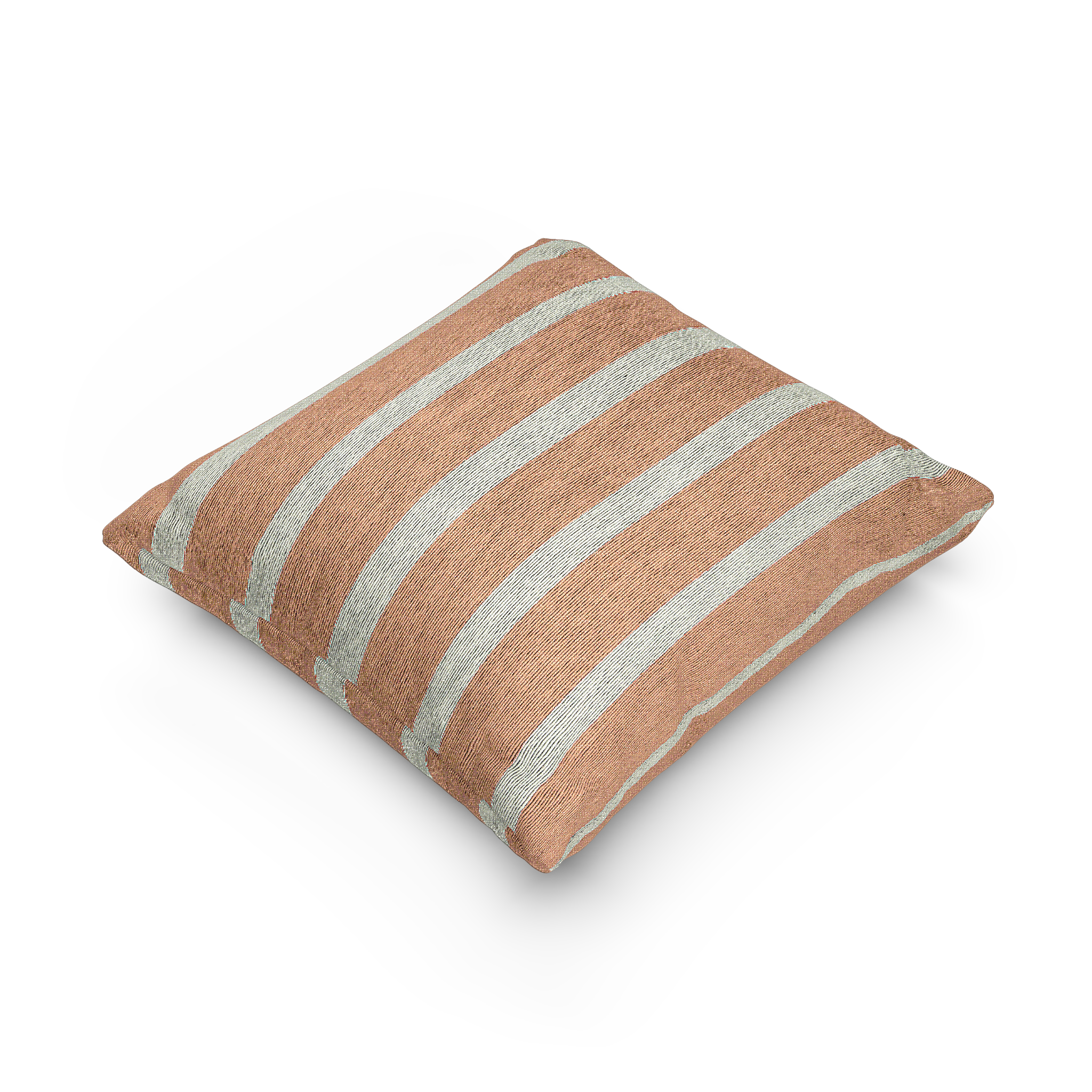 Boho Salmon Red Ivory Pinstripe Woven Pillow side