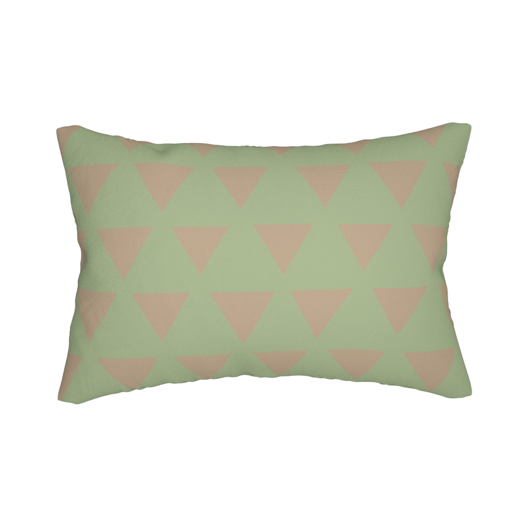 Schist Green Jute Triangle Pattern Lumbar Pillow Front
