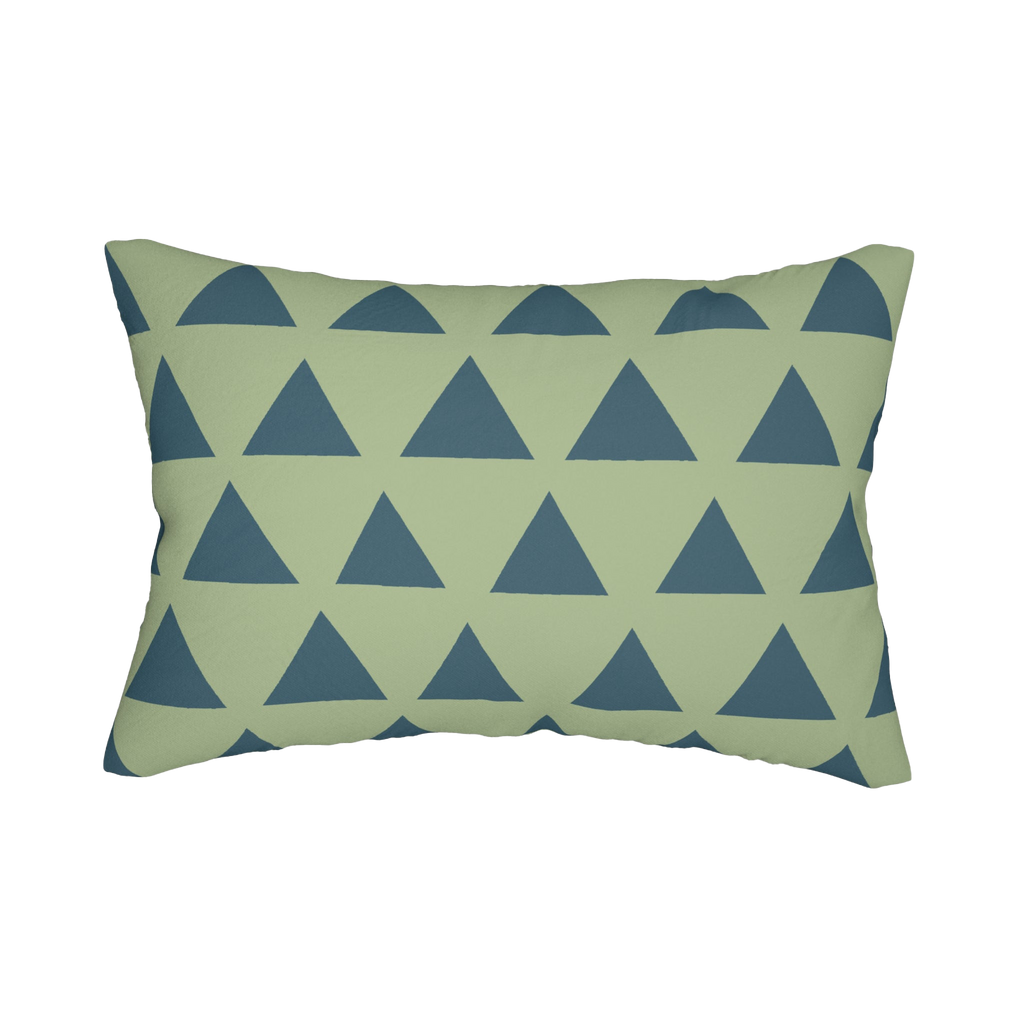 Schist Green & Teal Geometric Triangle Lumbar Pillow Front
