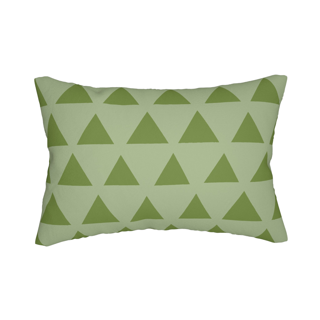 Schist Olive Green Geometric Triangle Lumbar Pillow Front 