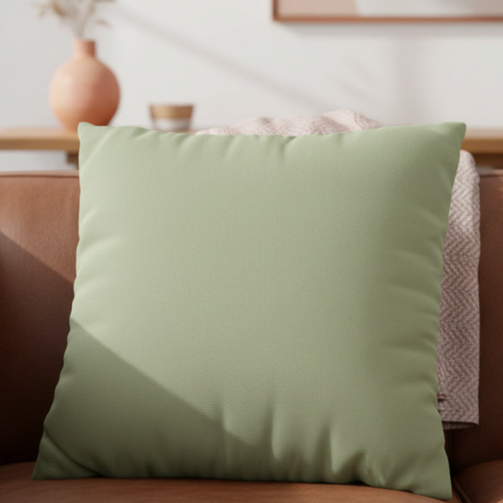 Schist metamorphic rock Luxury Faux Suede Pillow on a couch with pottery in the background 
