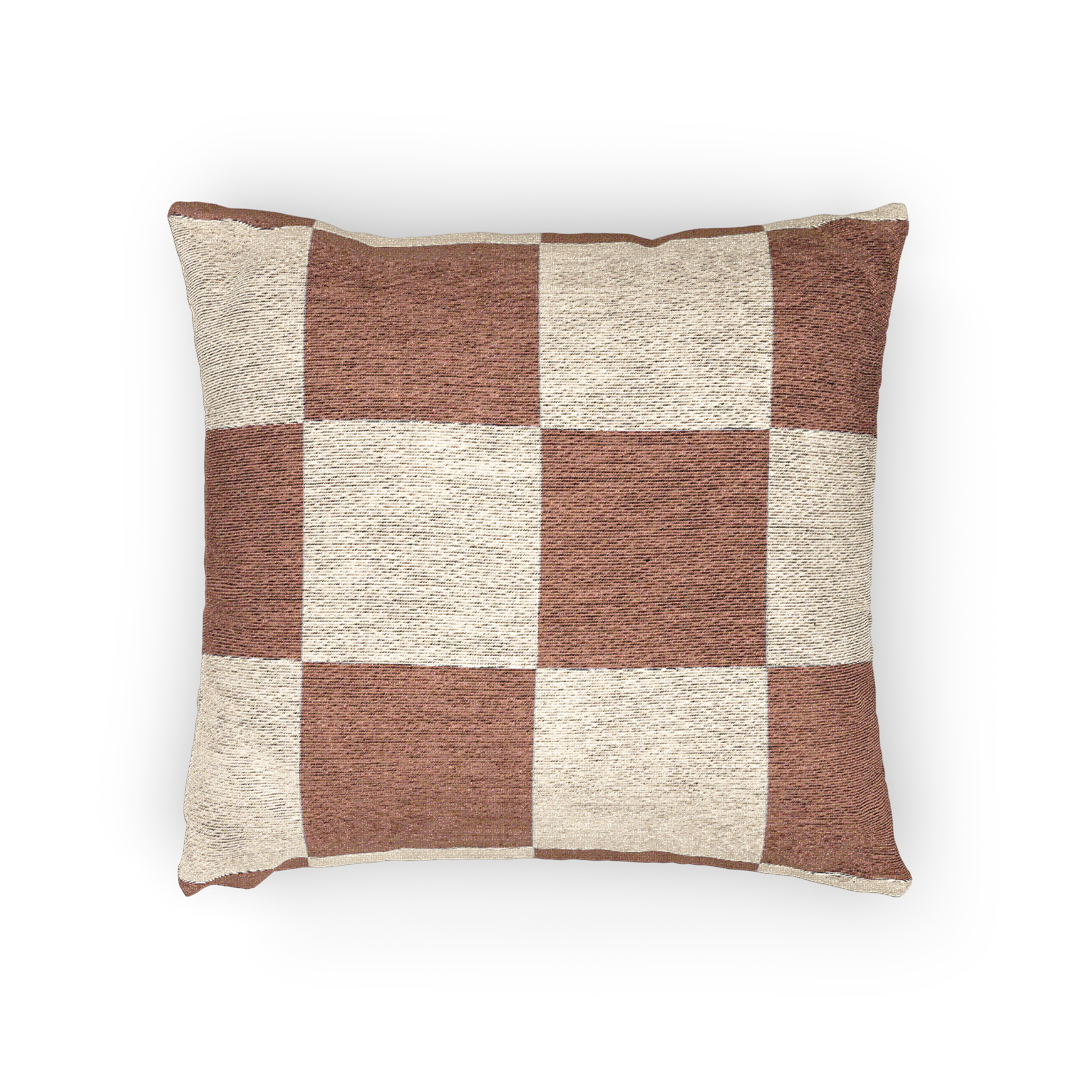 Seared Mimosa Pink Woven Checker Pillow horizontal view